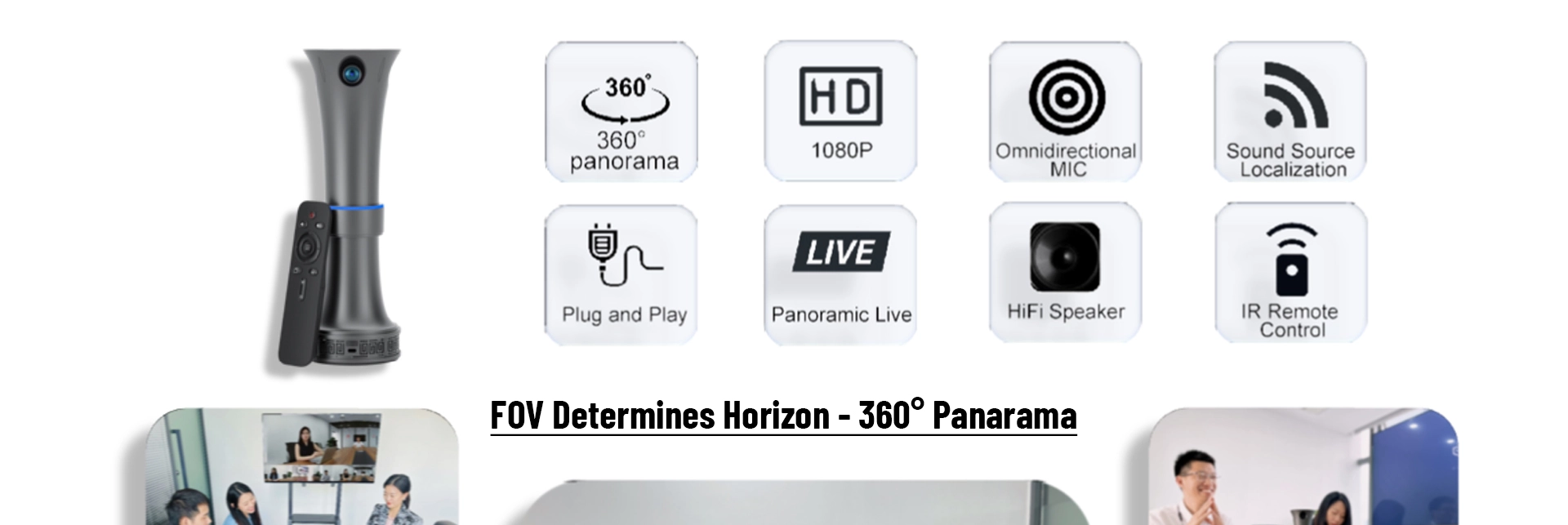 Панорамная камера для видеоконференции на 360 градусов с громкой связью