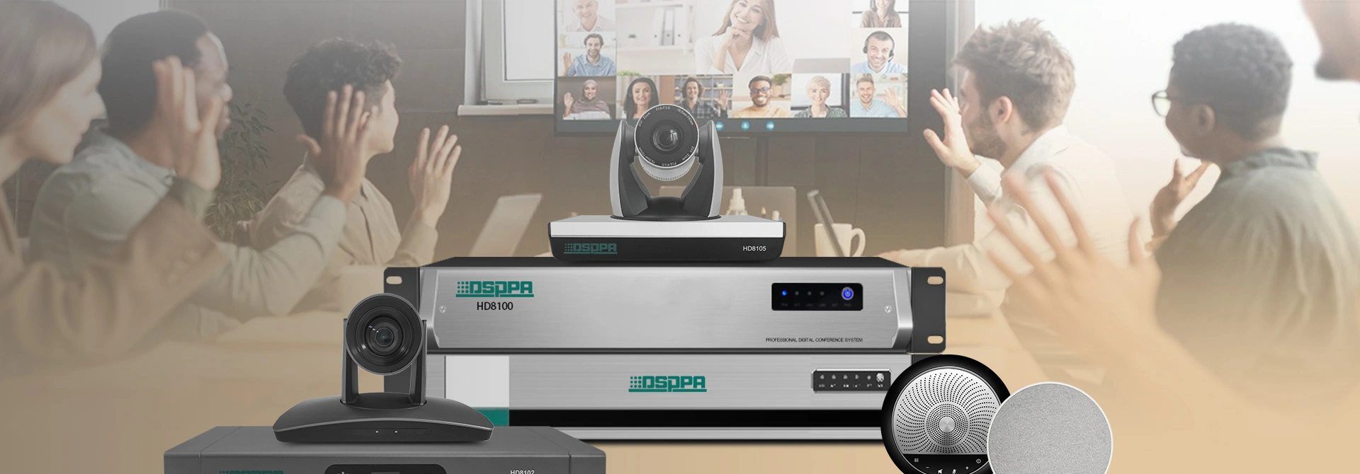 Применение решения для видеоконференций для комнат среднего размера HD8000 HD8102 HD8105