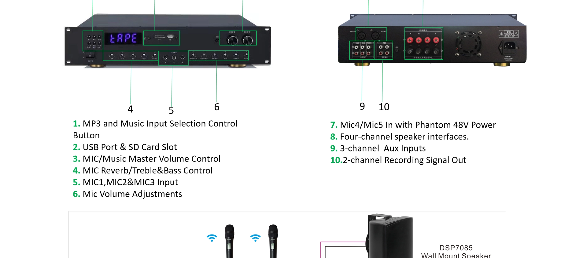 4x130W стерео конференции усилитель